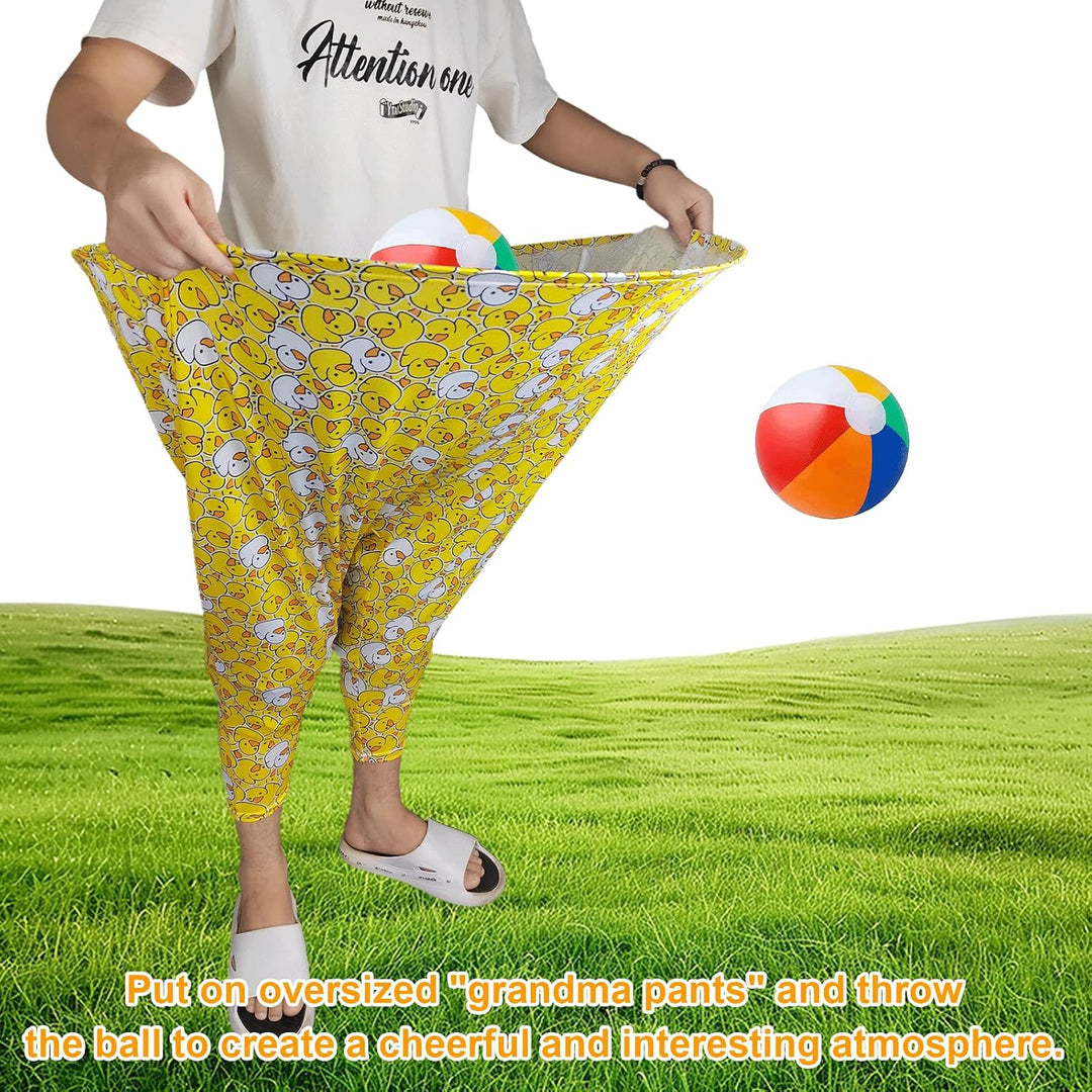 2 Stück Granny Pants Spiel, Wurfspiel Outdoor, mit 6 × Hüpfbällen und 1 × Ballonpumpe, Oma Hosen Hof