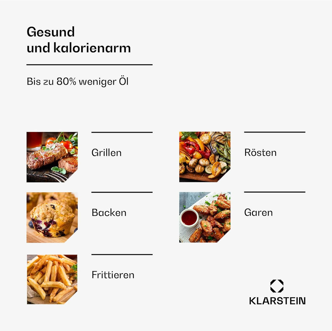 Klarstein AeroVital Deluxe Heissluftfritteuse – 5,4 L Airfryer, 1700 W, Touch-Display, 8 Programme,