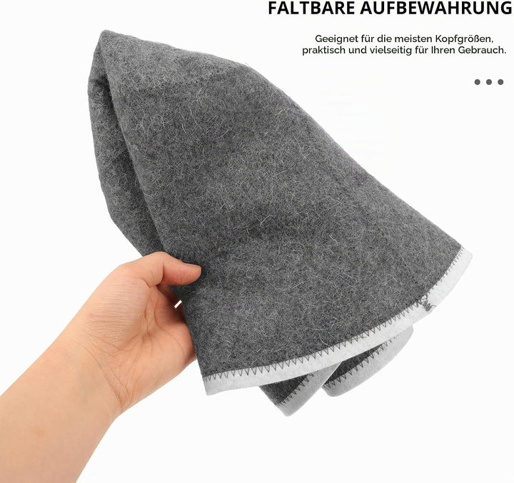 Yardwe Wollfilz Saunahut FüR Herren Und Damen - Atmungsaktiver Und Wasserabsorbierender Saunakopf -