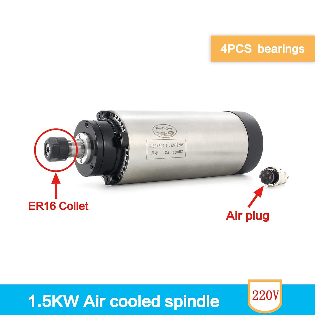 RATTMMOTOR 1.5Kw Luftgekühlter Spindelmotor 220V 400Hz 4 Lager Luftkühlung Frässpindel CNC Spindel M