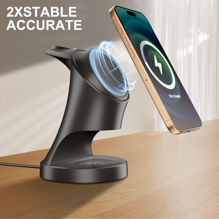 Ladestation Apple Watch und iPhone, 3 in 1 Induktive Ladestation mit Magsafe Ladegerät Wireless Char