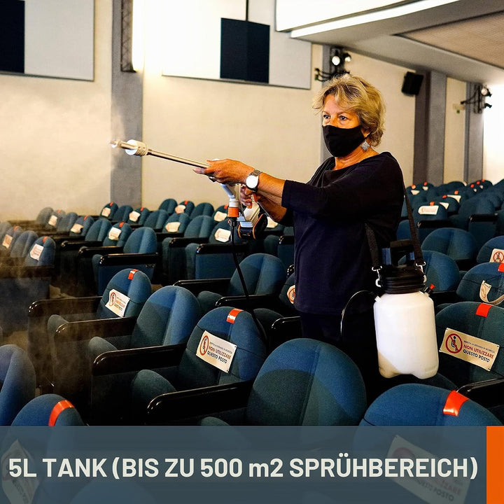 WORX 20V Akku Desinfektionssprühgerät WP651E, 5 Liter Umhängetank, Schwarz/Orange 5l