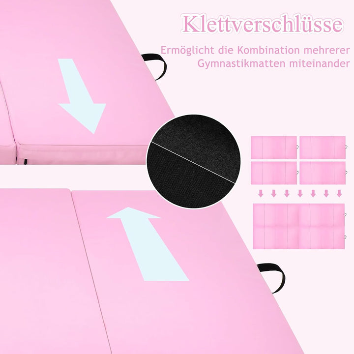 GOPLUS Faltbare Gymnastikmatte 240 cm x 116 cm x 5 cm, Faltbare Turnmatte mit Tragegriffen, Klettver