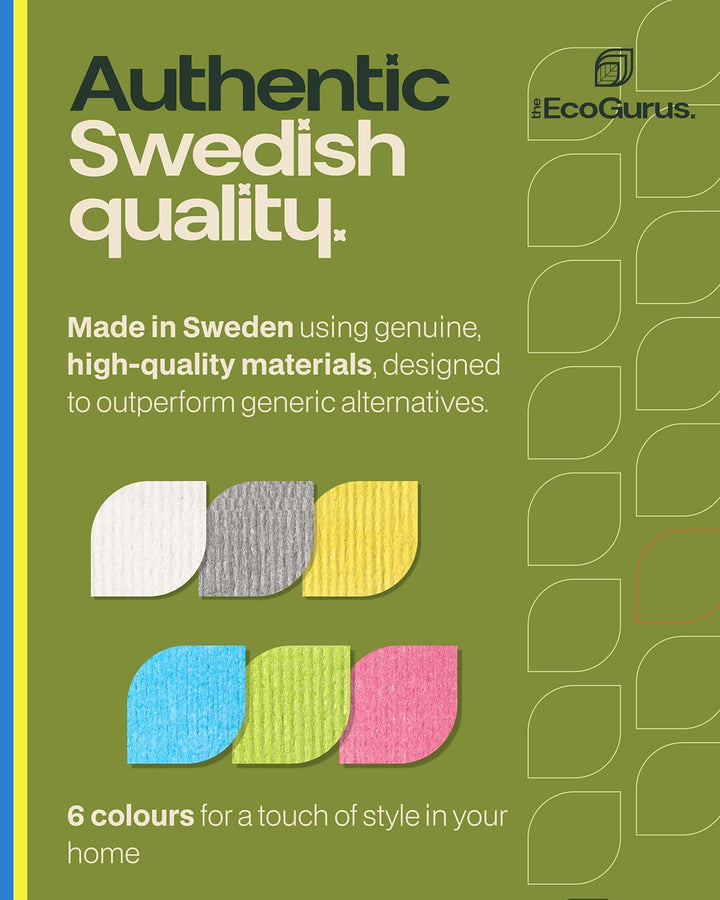 10er-Pack geruchsneutrale, Wiederverwendbare schwedische Spültücher, hergestellt in Schweden, biolog