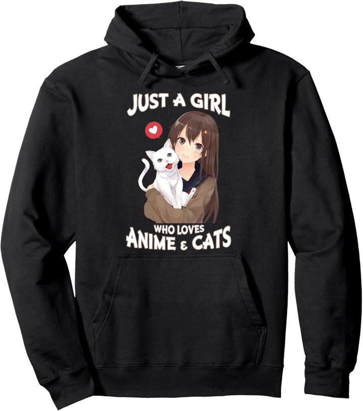 Just A Girl Who Loves Anime & Cats Nette Katze Anime Mädchen Pullover Hoodie