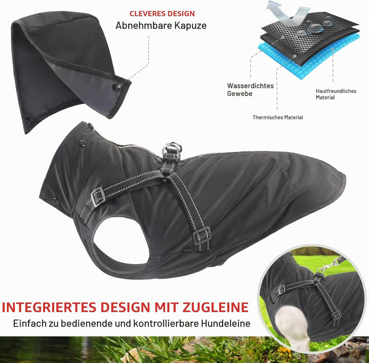 Mosucoirl Hunde Regenmantel Wasserdichter Hunde Kapuzenpullover Reflektierender Hunde Regenmantel mi