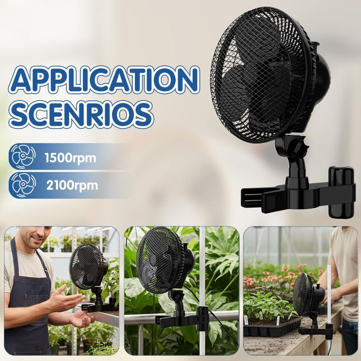 Grow Ventilator mit Clip EC-Motor, Grow Clip-Ventilator Klemmbar für Growzelt, 2 Geschwindigkeitsstu
