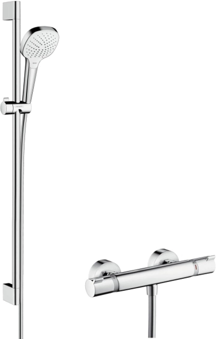 hansgrohe Croma Select E Thermostatset (0,90 m, 3x Strahlarten) Weiss/Chrom 0,90m Set, 0,90m Set