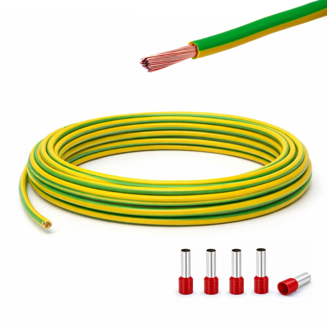 Erdungskabel 10mm² - Grün/Gelb - H07V-K - Erdungsleitung Aderleitung feindrähtig flexibel (5-100m) i