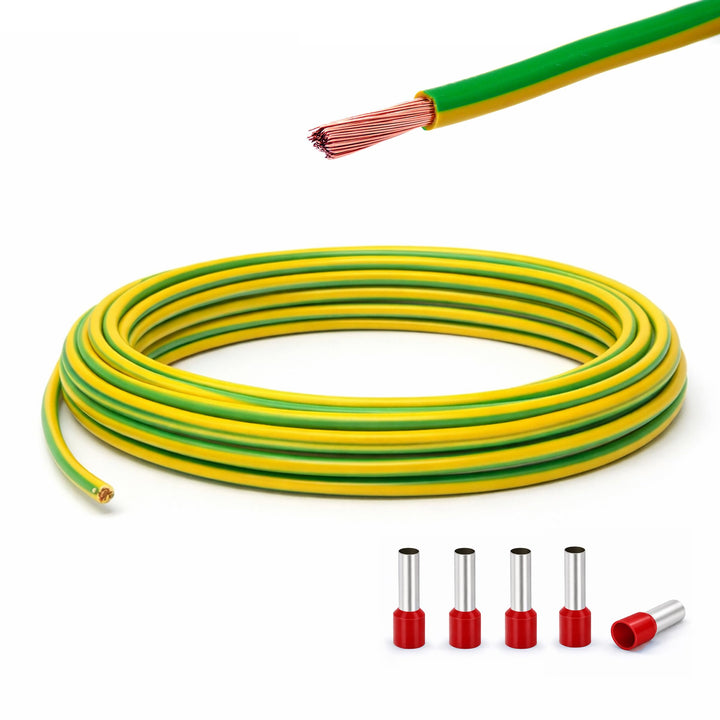 Erdungskabel 10mm² - Grün/Gelb - H07V-K - Erdungsleitung Aderleitung feindrähtig flexibel (5-100m) i