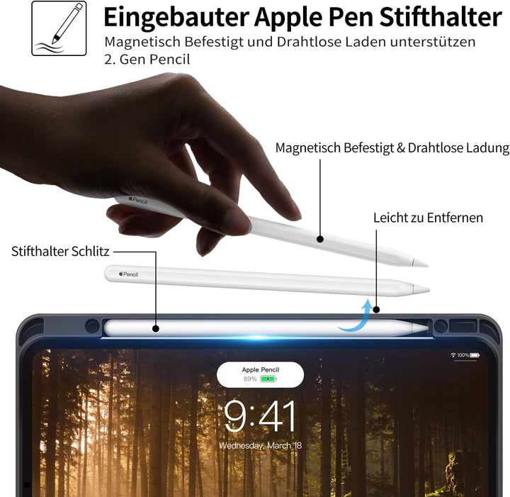 HOLIMET Hülle für iPad Pro 12.9 Zoll 2022/2021/2020/2018 (6./5./4./3. Generation) mit Stifthalter, P