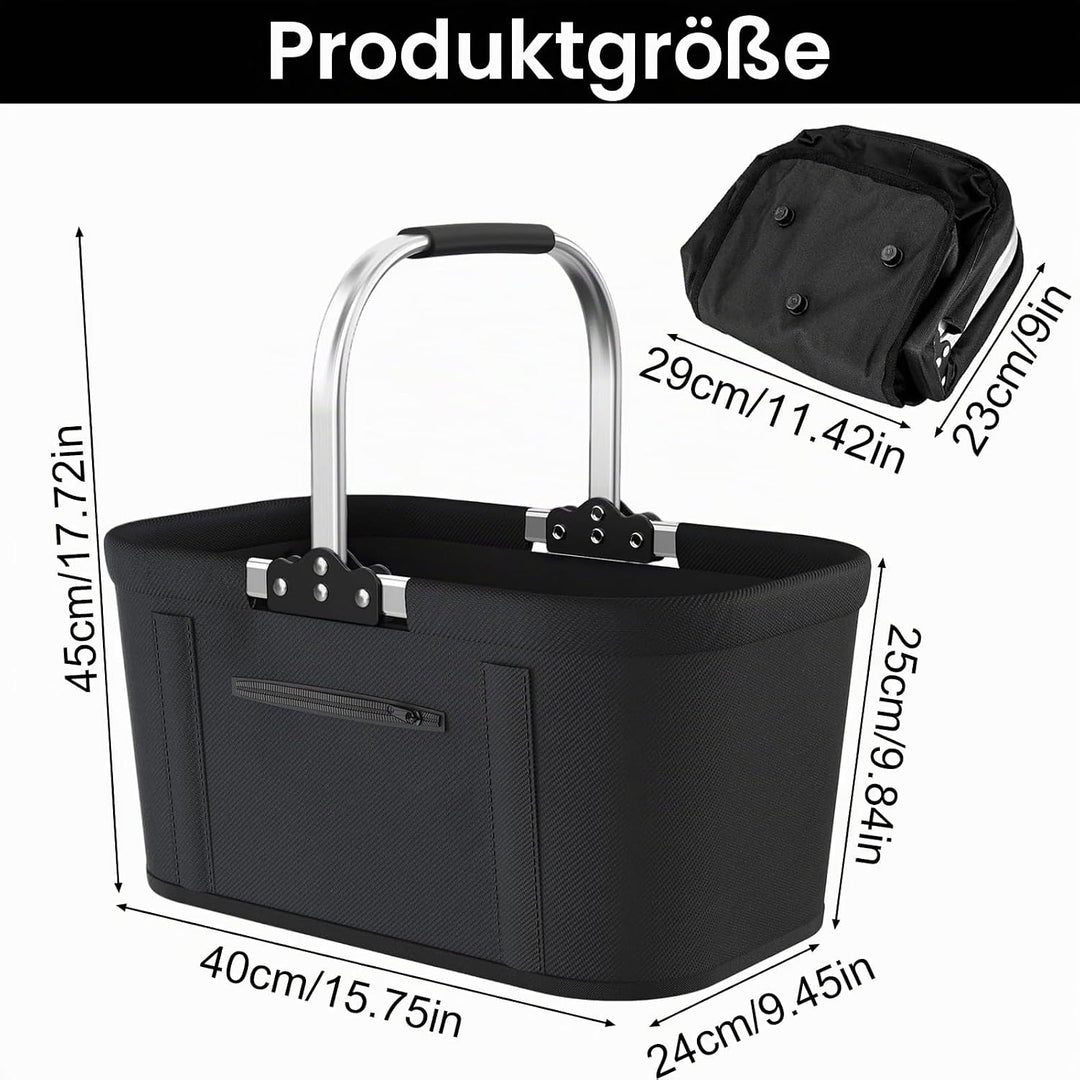 Einkaufskorb Faltbar 30L Gross Einkaufskorb Picknickkorb Tragekorb, Praktischer Klappkorb Einkaufsta