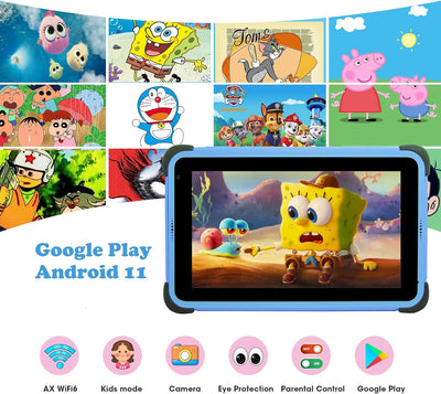 weelikeit Kinder Tablet 8 Zoll, Android 11 Tablets für Kinder mit AX WiFi6, 2GB RAM 32GB ROM Baby Ta