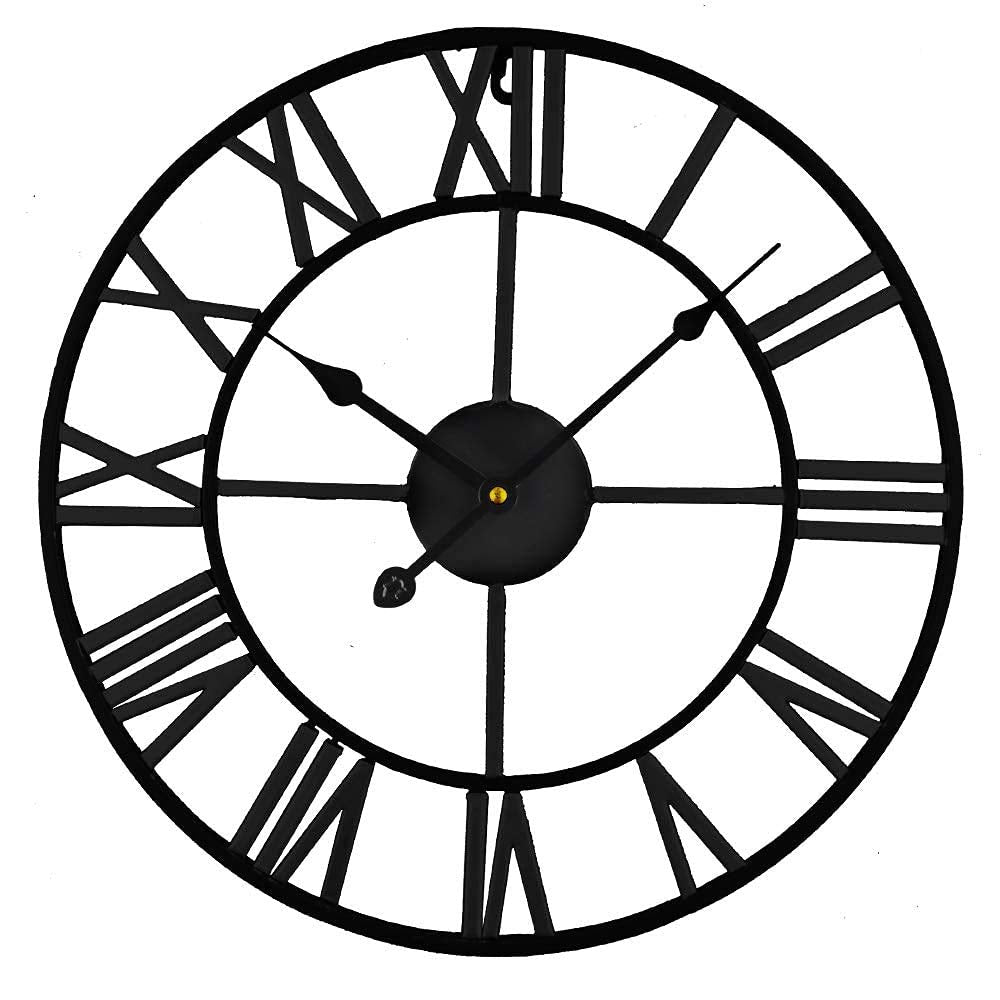 Timelike Atemberaubende, leise Skelett-Wanduhr für Innen- und Garten, römische Ziffern, offenes Ziff