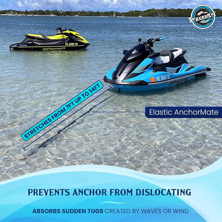 WAVESRX AnchorMate Bungee Line | Bungee-Ankerleinen für Boote, Jetskis und Kajaks (7-14 Black) 7-14