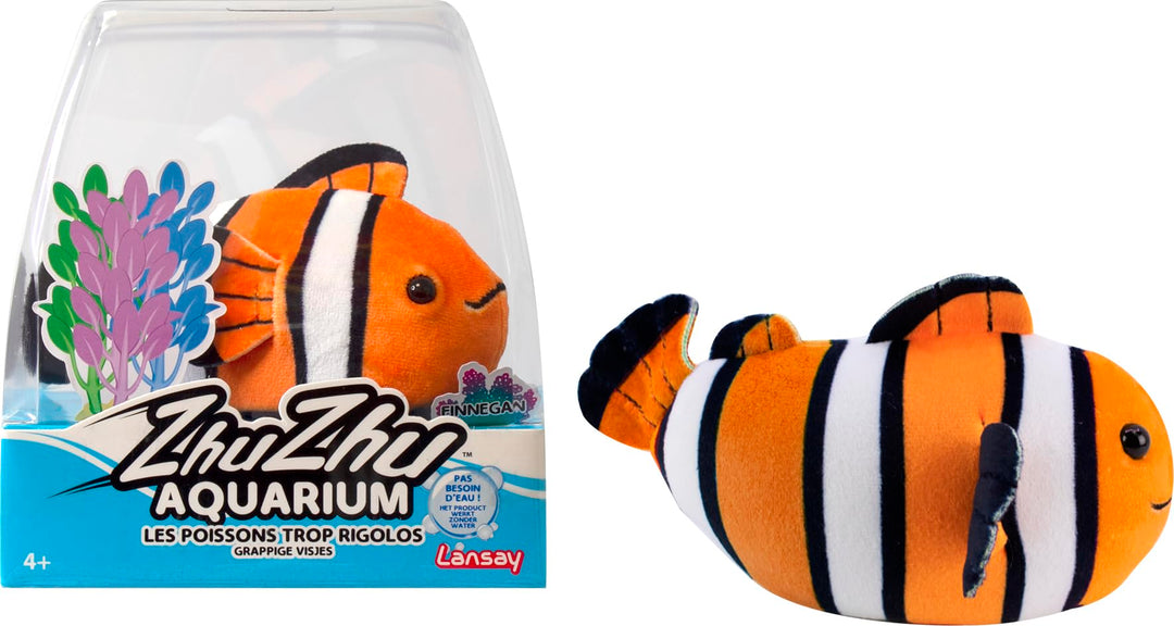 ZHU ZHU Aquarium – Moon der Clownfisch – Orange & Weiss – Weiches & interaktives Plüschtier für Kind