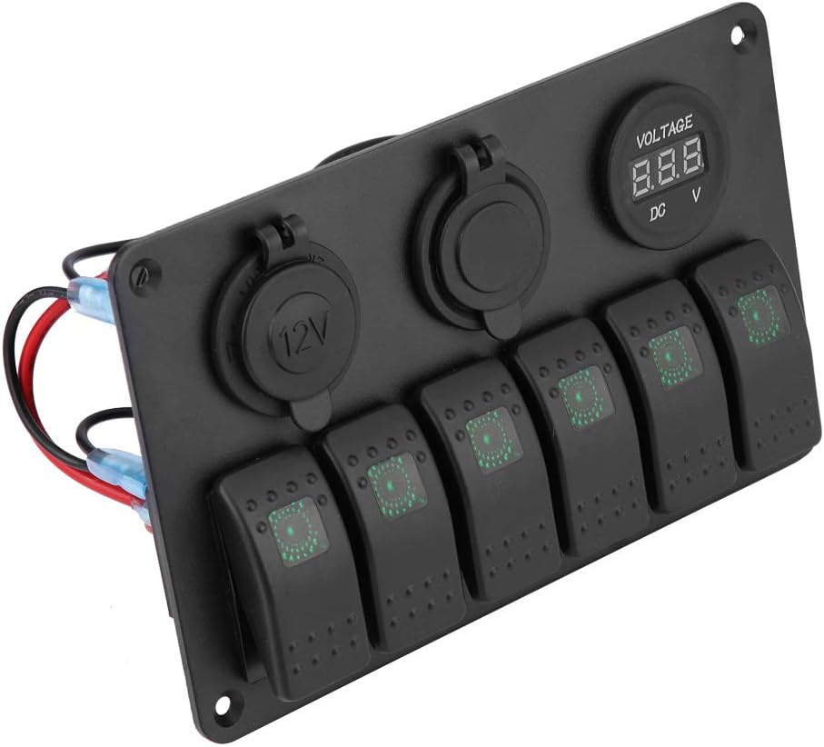 Schalttafel, 12V 24V 6 Gang Auto Boot Marine LED Wippschalter Panel Dual USB Voltmeter Zigarettenanz