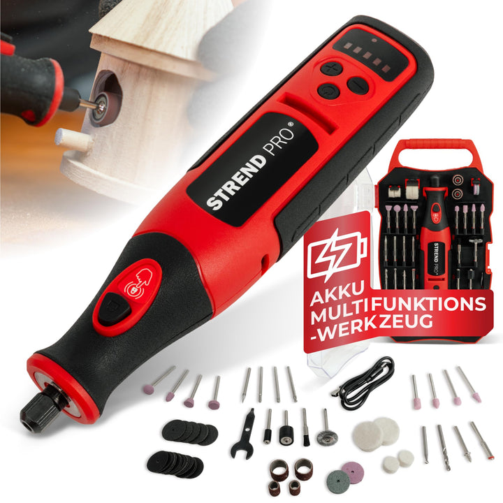 STREND PRO Akku Multifunktionswerkzeug | Rotationswerkzeug 8 V, 1500 mAh| Gravur Gerät | Mini Schlei