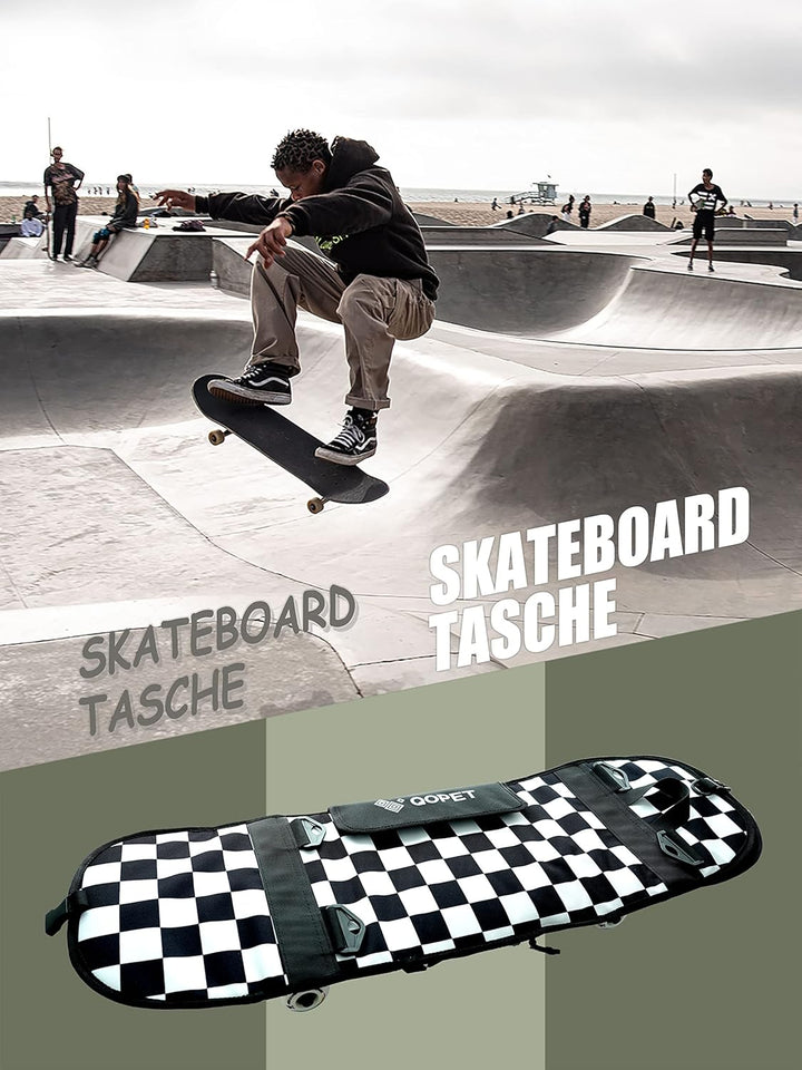 QOPET Skateboard Rucksack aus verdicktem 900D Oxford, Cruiser Board Tasche wasserdicht Elektrische S