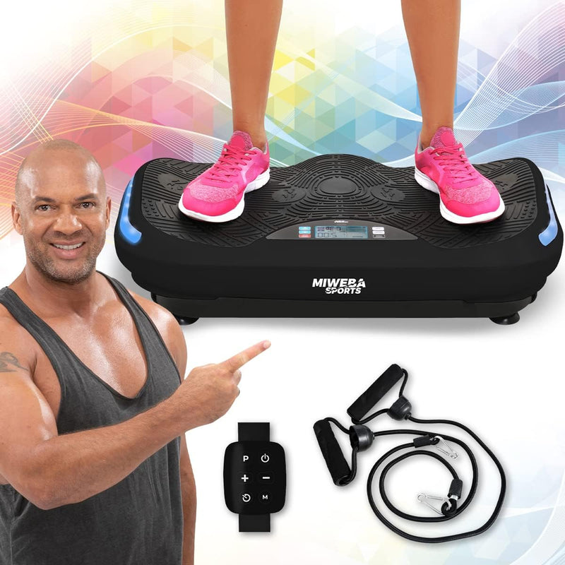 Miweba Sports Fitness 4D Wave Vibrationsplatte MV300 | 3 Jahre Garantie - 800 Watt - Armband Fernbed