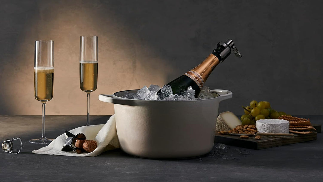 Le Creuset Sekt-Set (Champagner-Kronenversiegelung &amp; Champagnerstern), Black Nickel