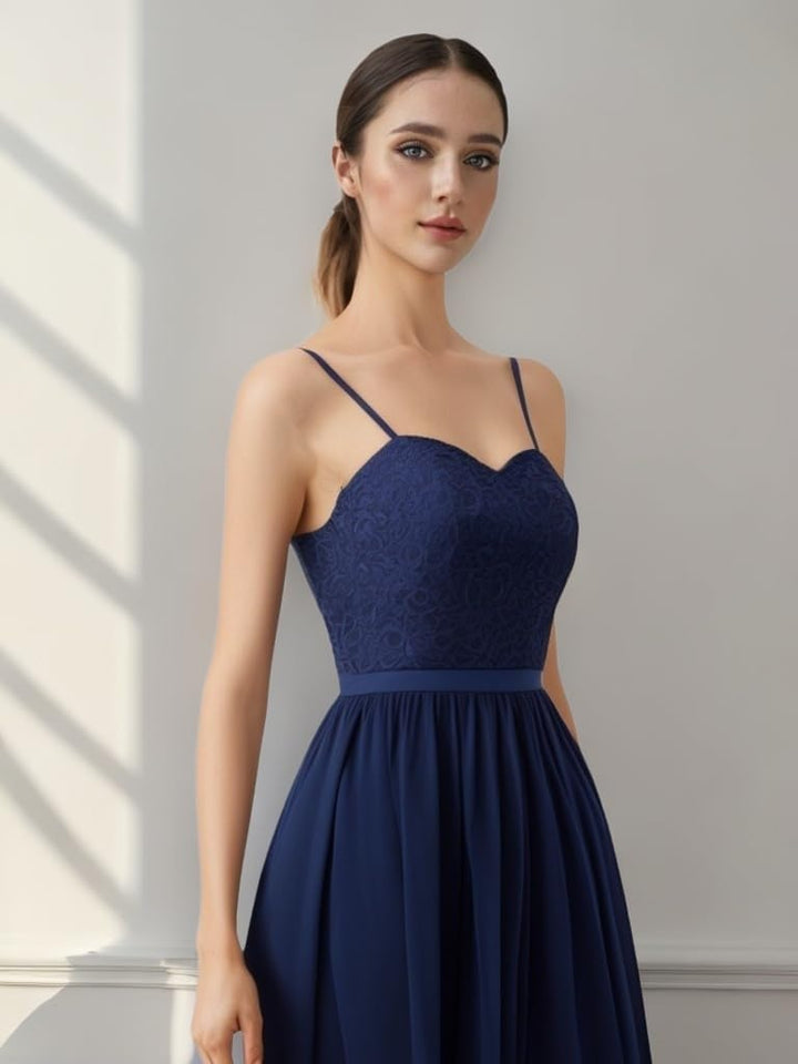 DRESSTELLS Damen Abendkleider Elegant für Hochzeit Brautjungfernkleider Lang Chiffon Brautjungfernkl