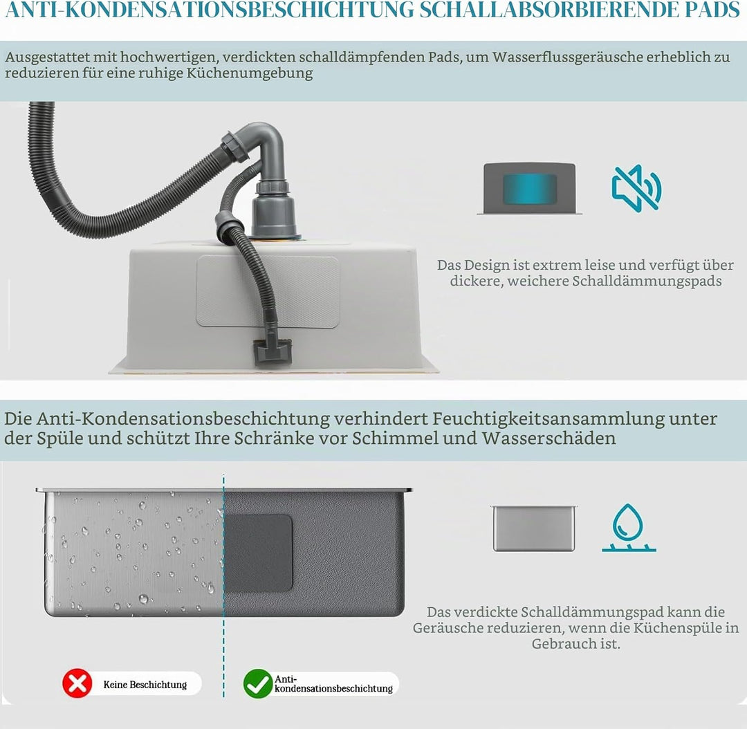 Küchenspülen Einzelnes Becken In Gebürstetem Gold Spüle Aus Edelstahl Quadratische Einbau- Oder Unte