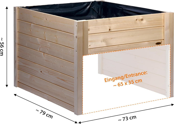 dobar® Grosse Mähroboter-Garage aus Holz mit Pflanzkasten inkl. Folie - Rasenmäher Garage - 79 x 73