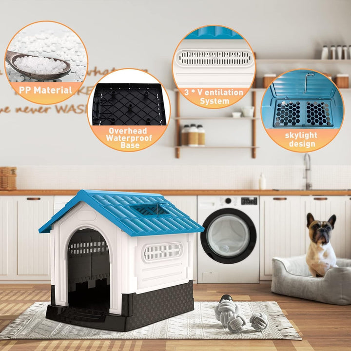 Lanco - Zwinger für kleine Hunde mit verstellbarem Dach und Toilette. Innen- und Aussenbereich mit L