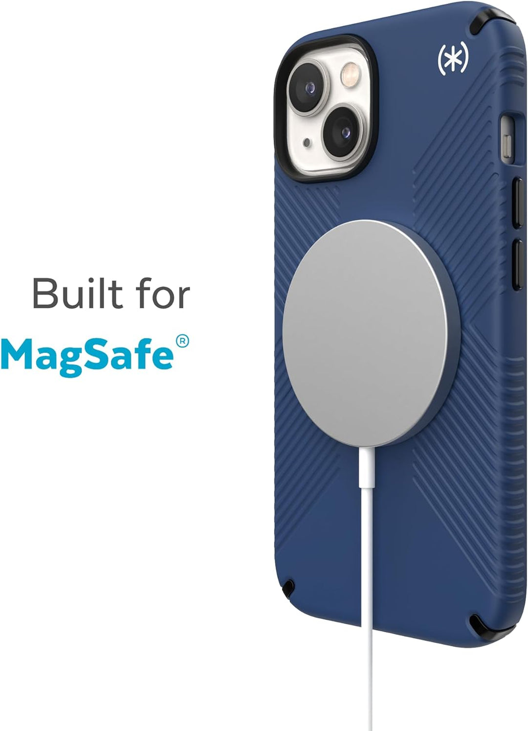 Speck Presidio Grip 2 Schutzhülle für Apple iPhone 14 Plus, Küstenblau Coastal Blue/Black/White, Coa