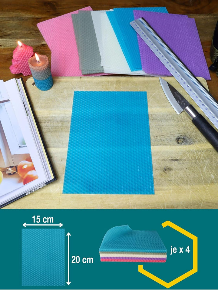 Wachsmann 20 Bienenwachsplatten aus Deutschland, buntes Set "Farbenzauber", Wachsplatten 20 x 15 cm,
