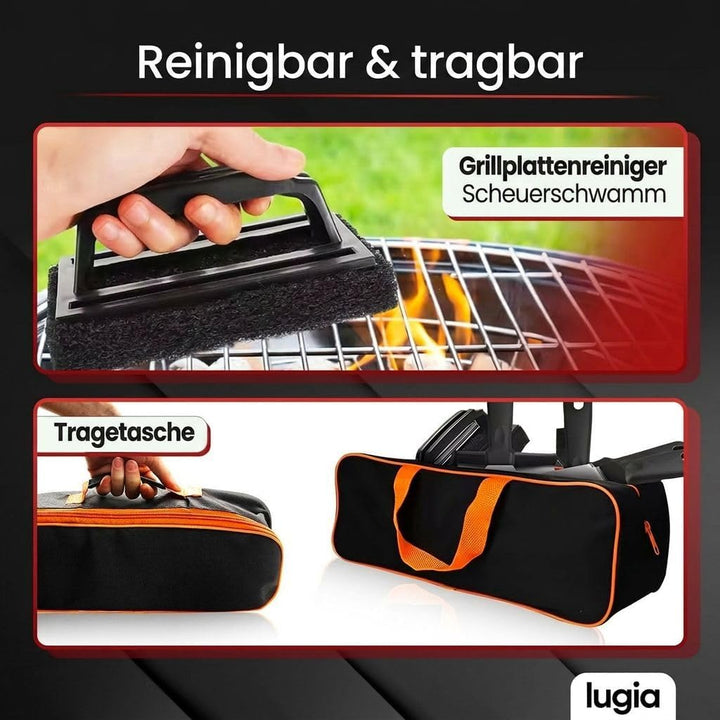 BBQ Grill Zubehör Set 34-teilig aus Edelstahl – Komplettes Grillbesteck mit Zange, Spateln, Burgerpr