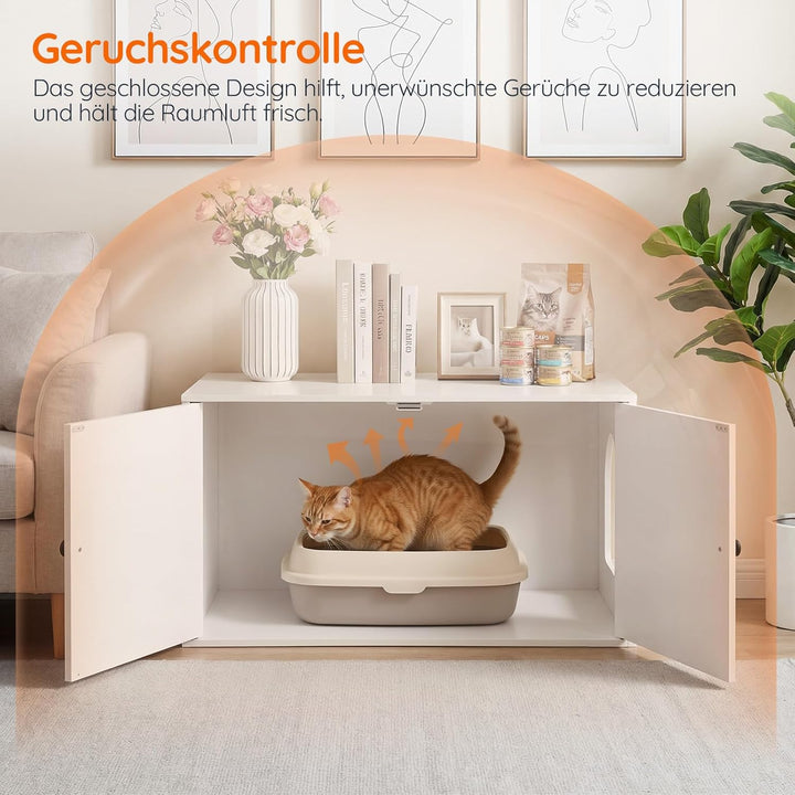 HOOBRO Katzenklo Schrank aus Spanplatte, Katzentoilette Schrank, versteckter Katzenkloschrank mit Se