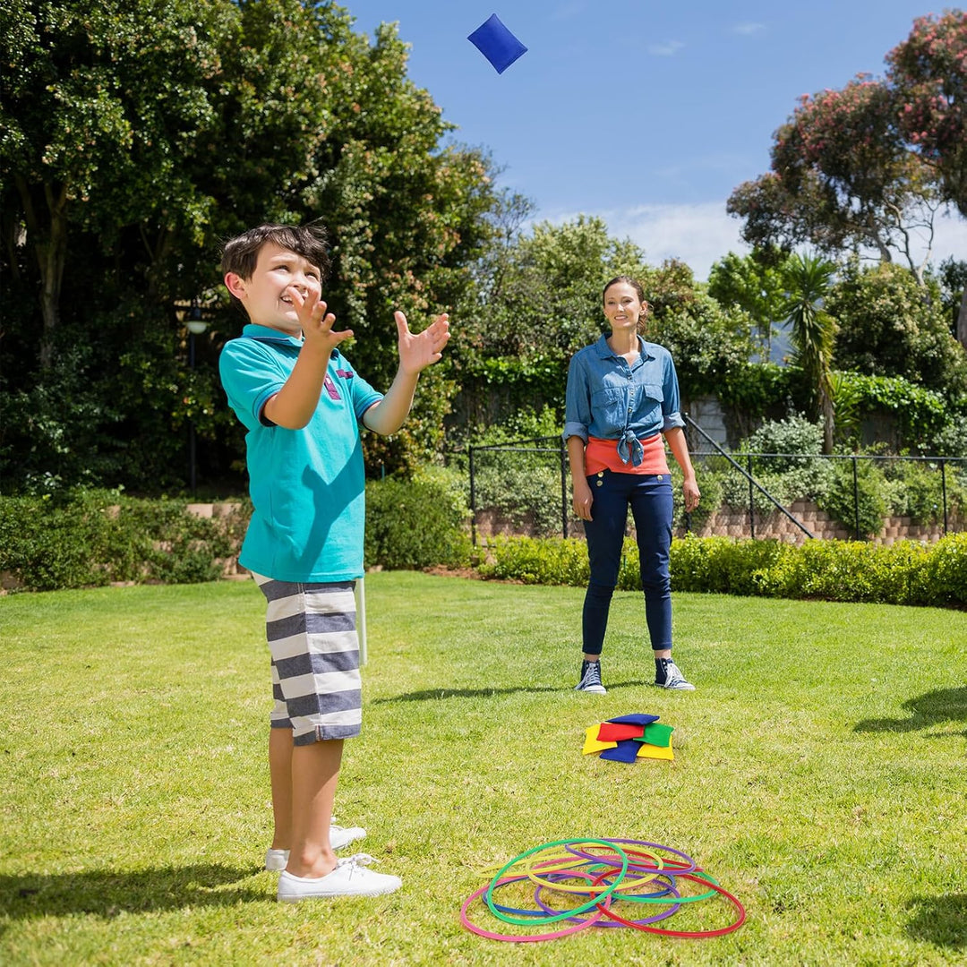 OOTSR 20 Stück Nylon Sitzsäcke Ringe Werfen Spiel Sets für Kinder, Sitzsäcke Werfen Legged Race für