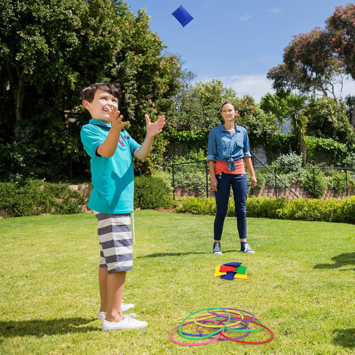 OOTSR 20 Stück Nylon Sitzsäcke Ringe Werfen Spiel Sets für Kinder, Sitzsäcke Werfen Legged Race für