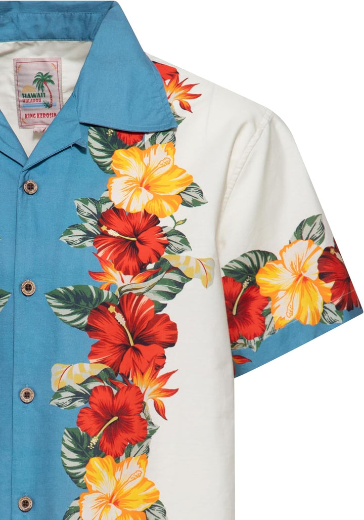 King Kerosin Herren Hemd Alloverprint Printhemd Hawaiian Shirt Kurzarm Hawaiihemd Kurzarm-Hemd Tropi
