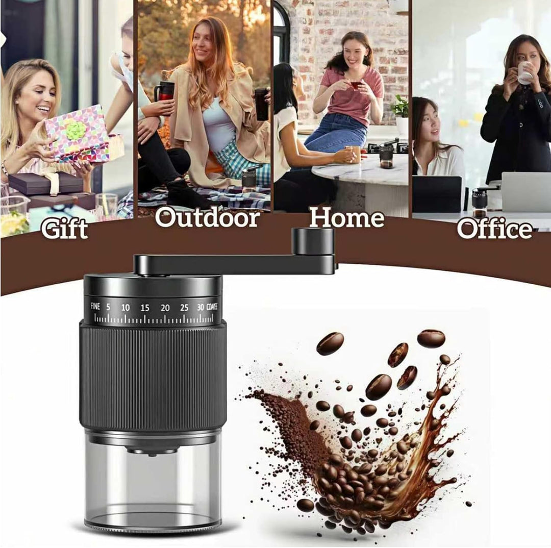Mini Kaffeemühle Manuell, 35 Externe Einstellbare Mahlgrade, Handkaffeemühle mit Verschleissfester K