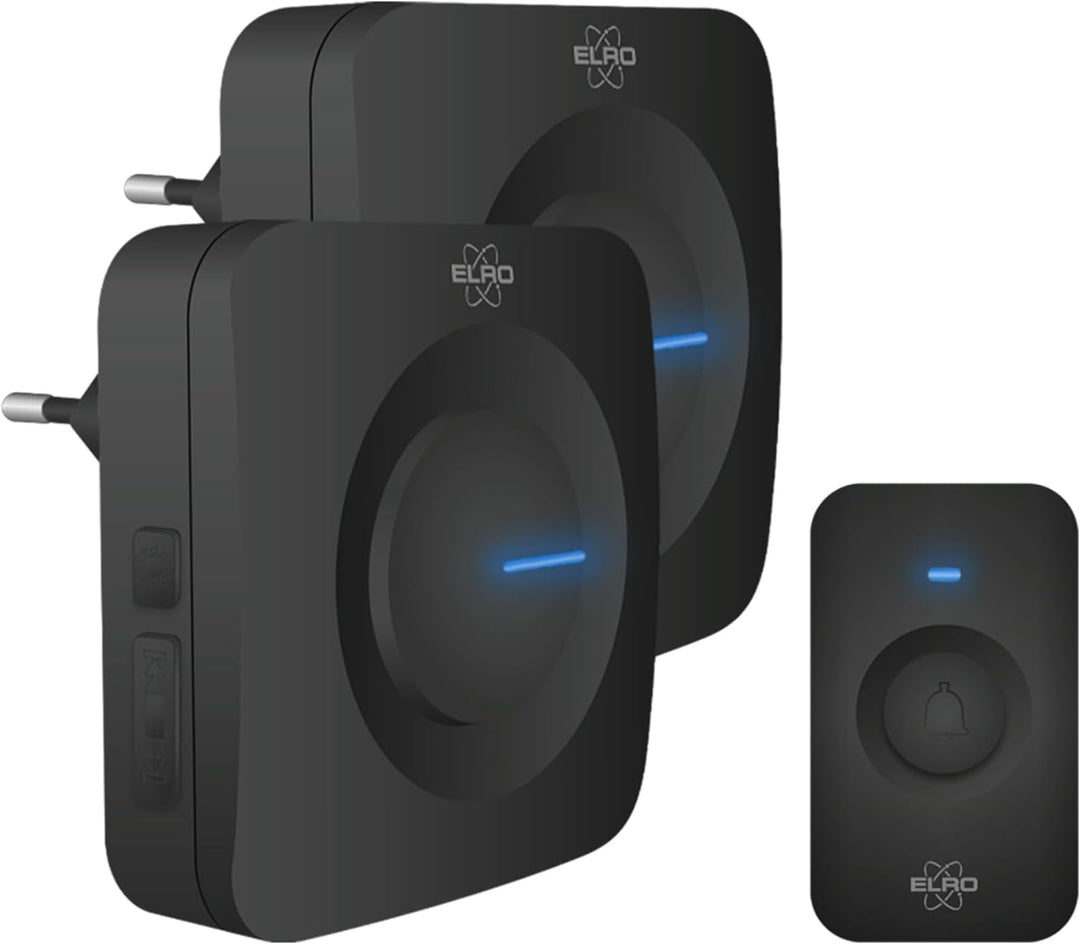 ELRO DB3000 Funk Türklingel Set 2X Plug-in Empfänger für Steckdose - Wasserdicht, 300m Reichweite, 6