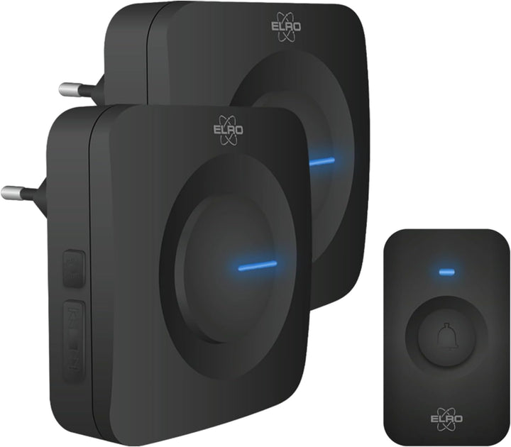 ELRO DB3000 Funk Türklingel Set 2X Plug-in Empfänger für Steckdose - Wasserdicht, 300m Reichweite, 6