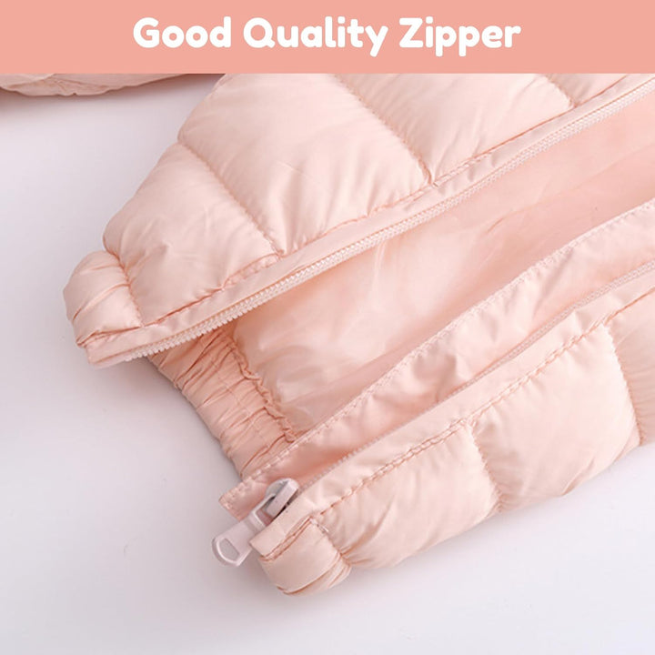 Baby Schneeanzüge Winter Overall Strampler Mit Kapuze Outfits Bär Jungen Mädchen Spielanzug Hellrosa