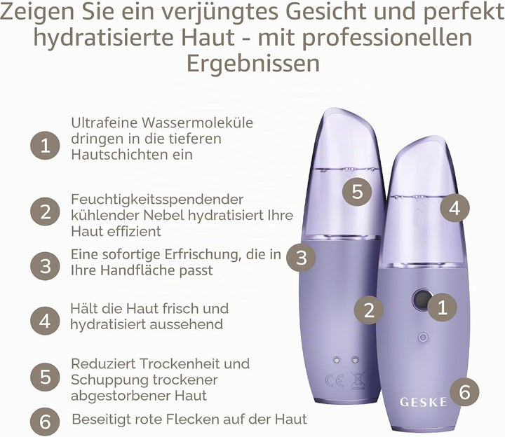 GESKE | SmartAppGuided™ Facial Hydration Refresher | 4 in 1 | Wasserzerstäuber | Gesichtsdampfer | W