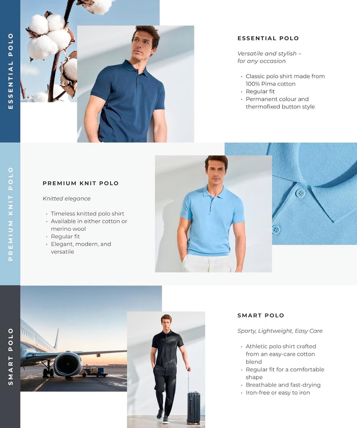 FALKE Herren Basic Polo Shirt Piqué Polohemd weich hautfreundlich atmungsaktive Baumwolle 1 Stück S