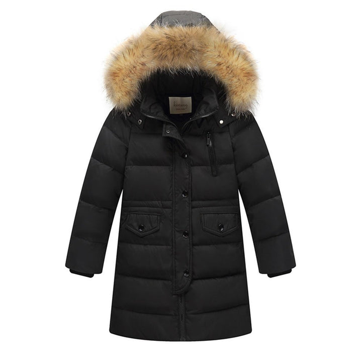Wulide Kinder Mädchen Daunenjacken Winterjacke Daunenmantel mit Kapuze 116 Schwarz, 116 Schwarz