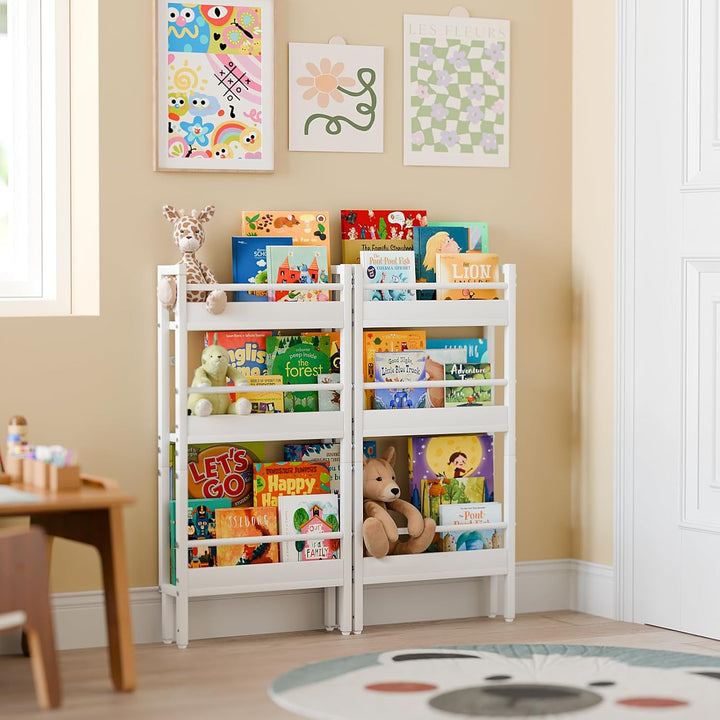 HAVLOTII Kinder Bücherregal Wandregal, 6 Ebenen, Weiss, Kinderzimmer | Kinder, zwei Montagearten Kin