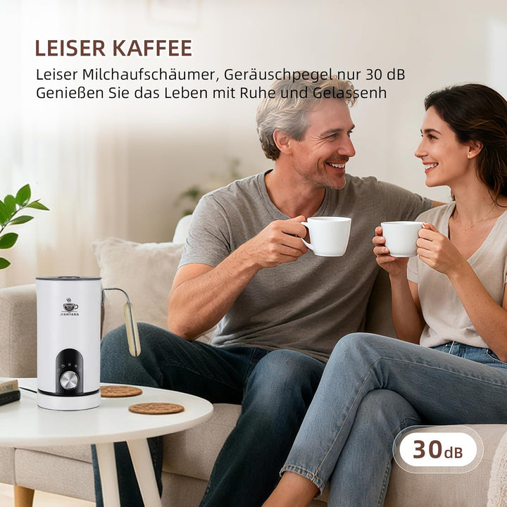 JIANYANA Elektrischer Milchaufschäumer 5-in-1,350ml Edelstahl Milchschäumer Heiss & Kalt mit,Leise,F