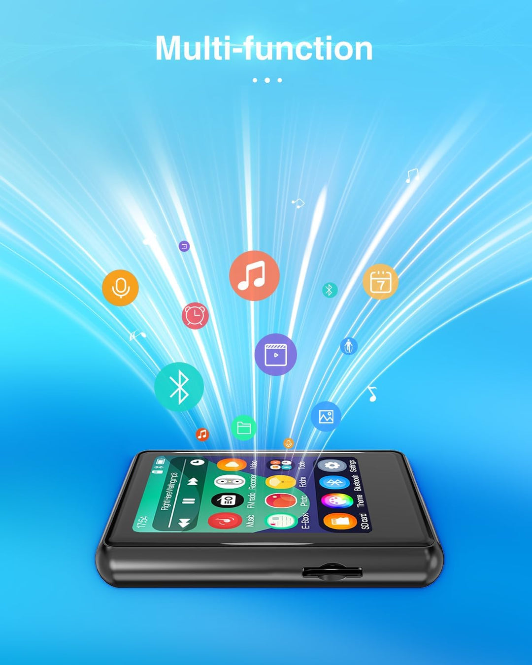 MP3-Player mit Bluetooth 5.3, 16 GB, Full Touchscreen, für Kinder, tragbares Musikgerät mit Lautspre