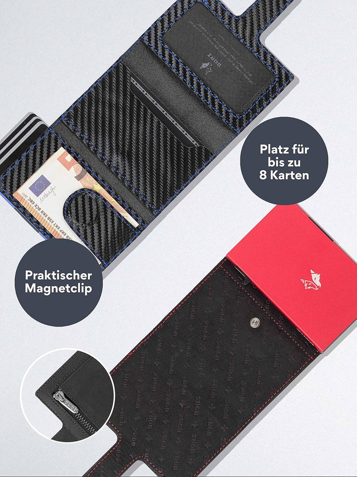 Kartenetui mit Münzfach AirTag kompatibel I Slim Wallet mit RFID Schutz I Mini Portemonnaie für Herr