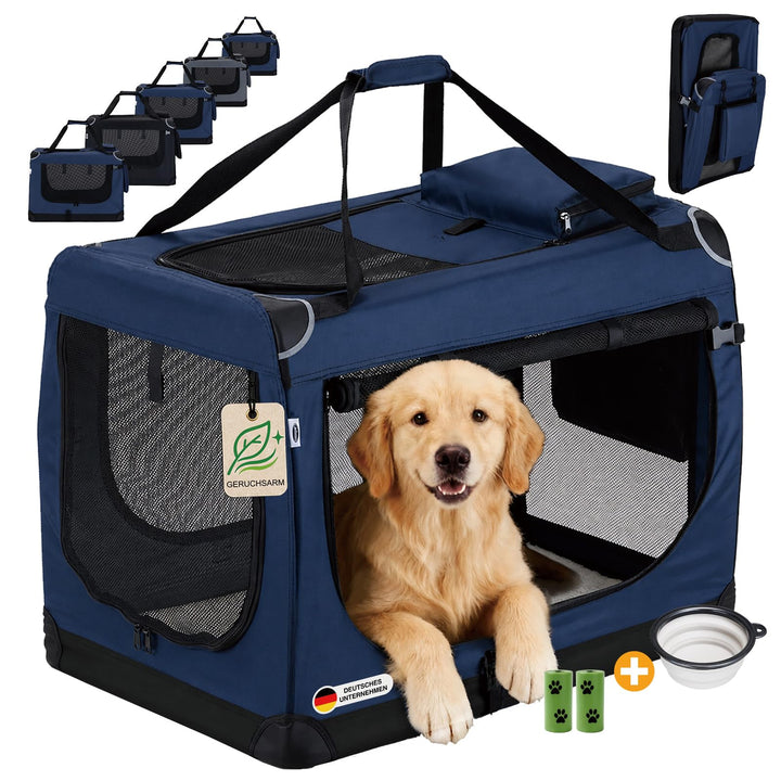 Zedelmaier Hundebox Faltbar Hundetransportbox, XL 81x58x56cm, robust Transportbox für Hund Gross Hun