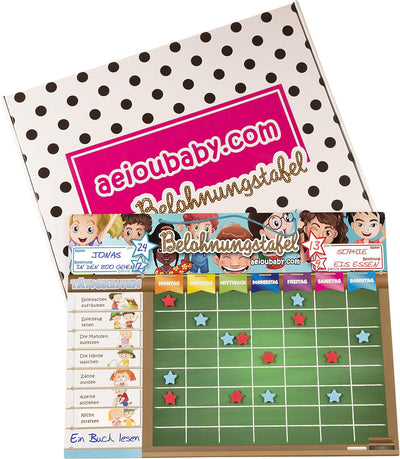 aeioubaby.com BELOHNUNGSTAFEL Magnetisch Gross | Sternchenplan für Wand oder Kühlschrank, 43x32cm. 2