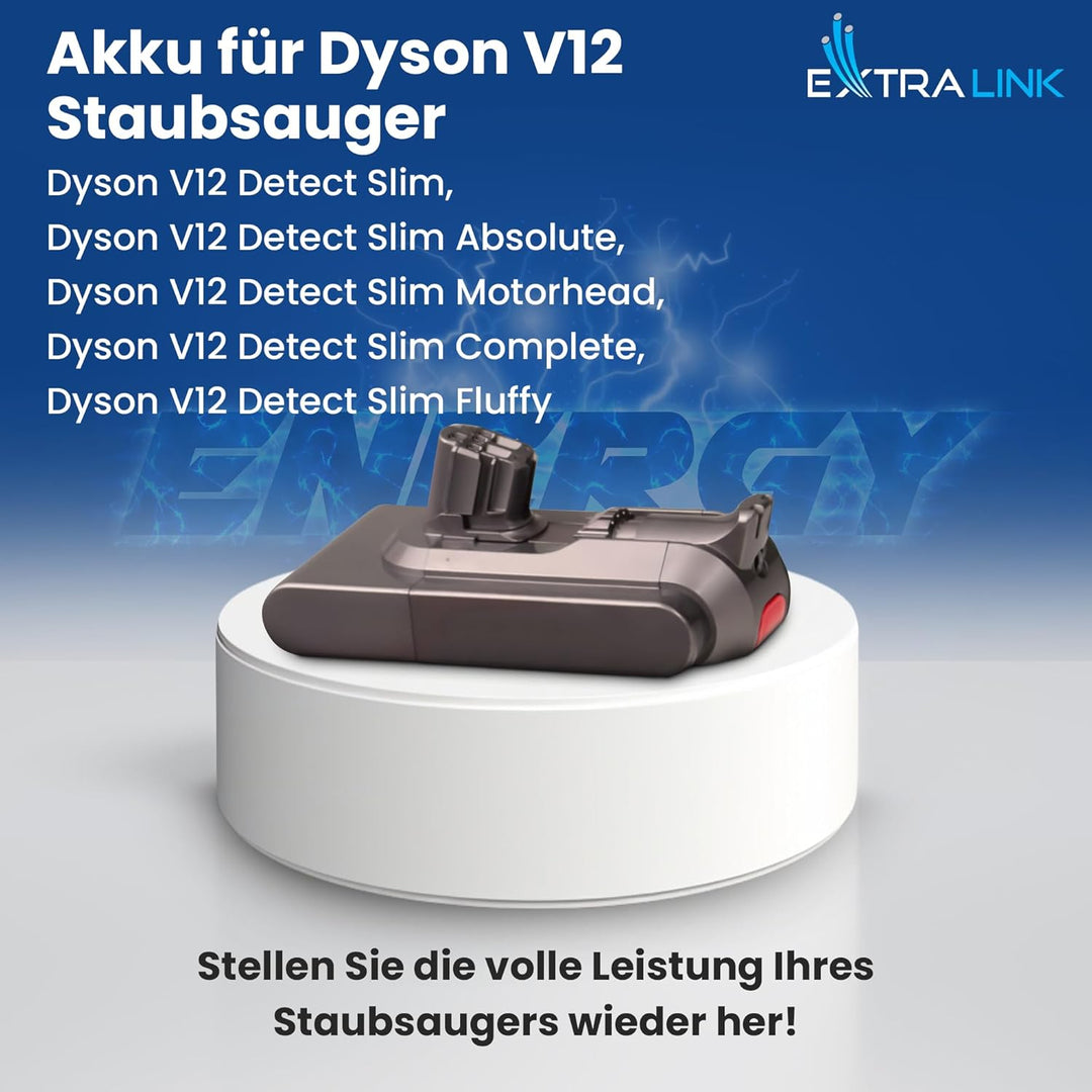 Extralink Akku kompatibel mit Dyson V12 im Set mit HEPA-Filter – 25,2V 2500mAh Ersatzakku, Lange Lau